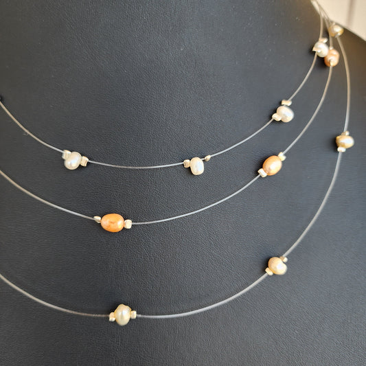 Freshwater Pearl Illusion Necklaces - Timeless Boho Elegance