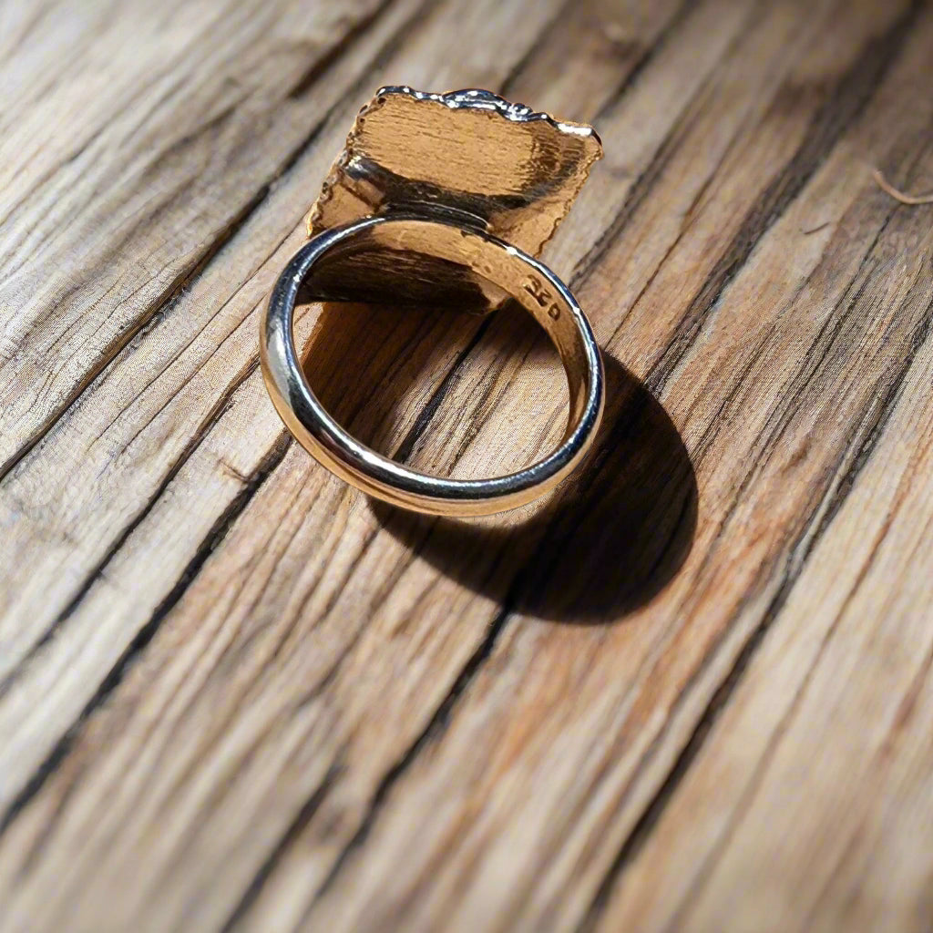 Bold Handmade .925 Sterling Silver Green Aventurine Ring – Twisted Rope Accent & Rugged Plate✨