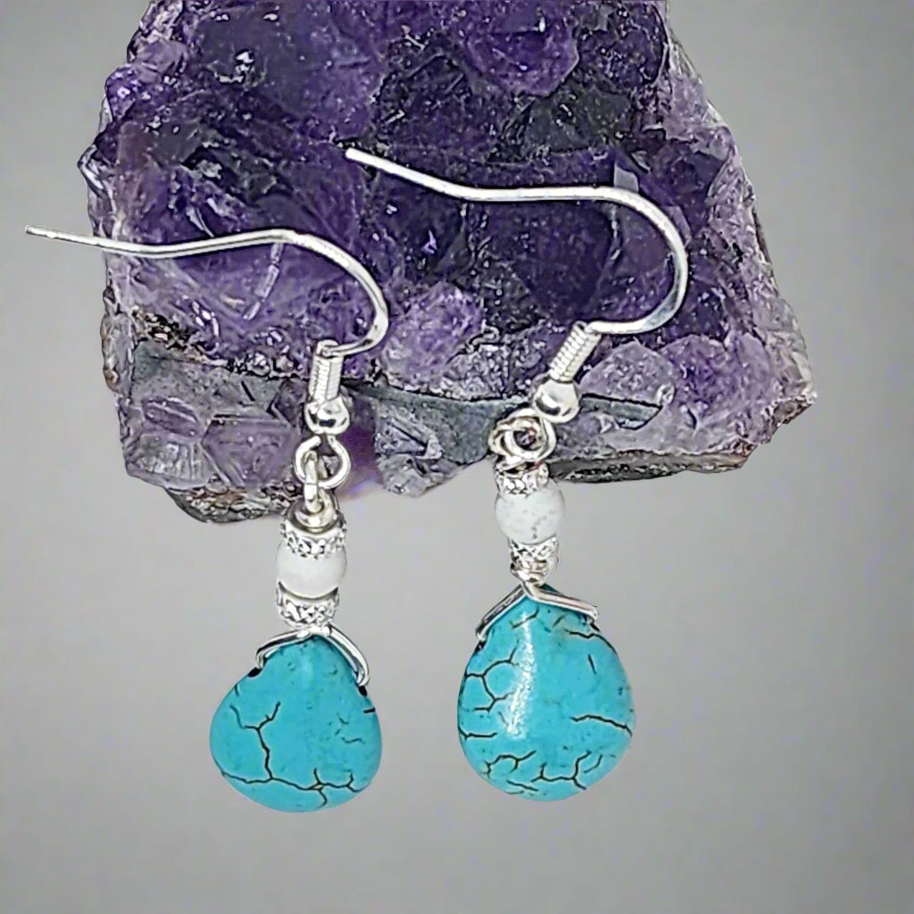 Sterling Silver - Howlite Earrings