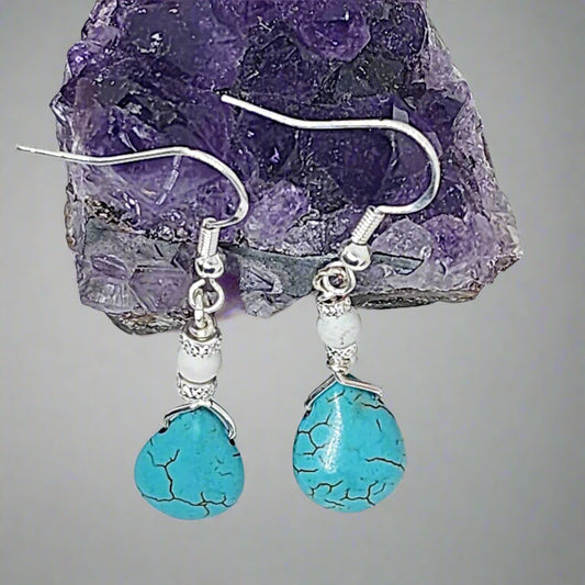 Sterling Silver - Howlite Earrings