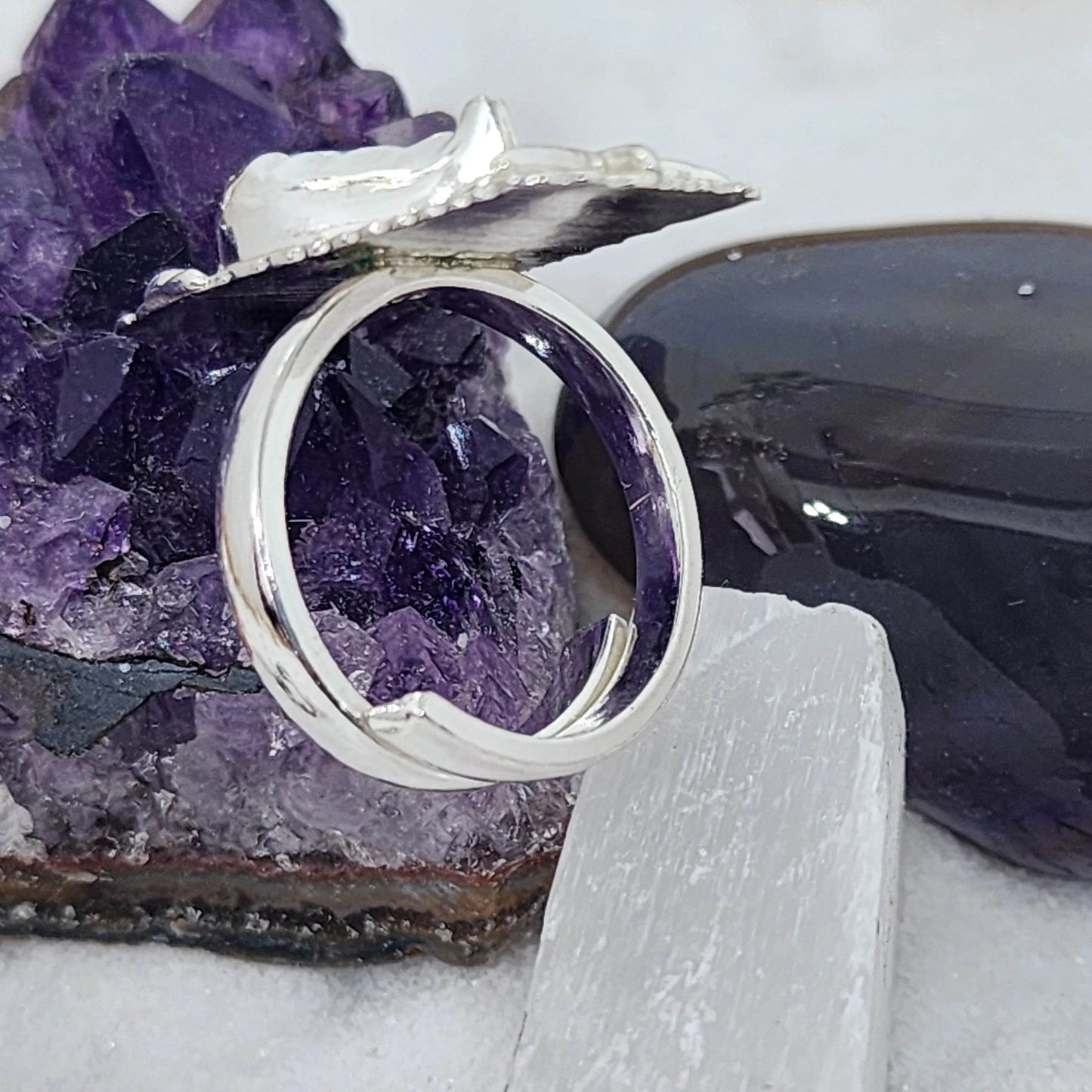 Sterling Silver Howlite Gemstone Ring - Beach Boho
