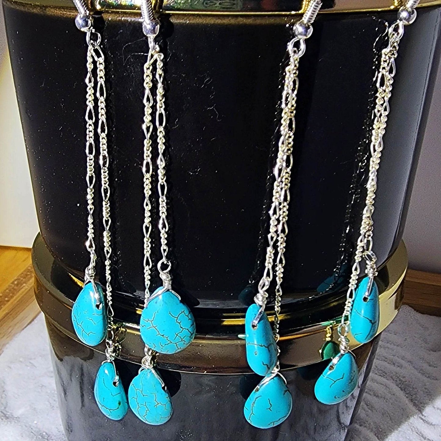 Sterling Silver Turquoise Howlite Teardrop Earrings