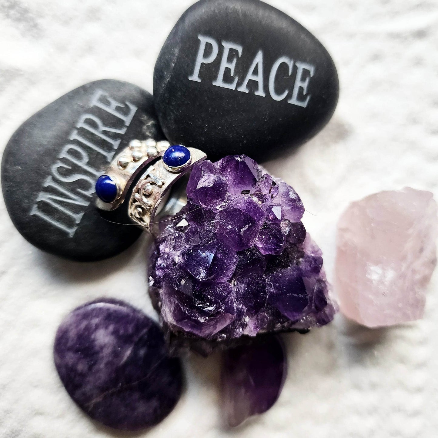 Sterling Silver Bypass Ring With Lapis Lazuli - Handmade