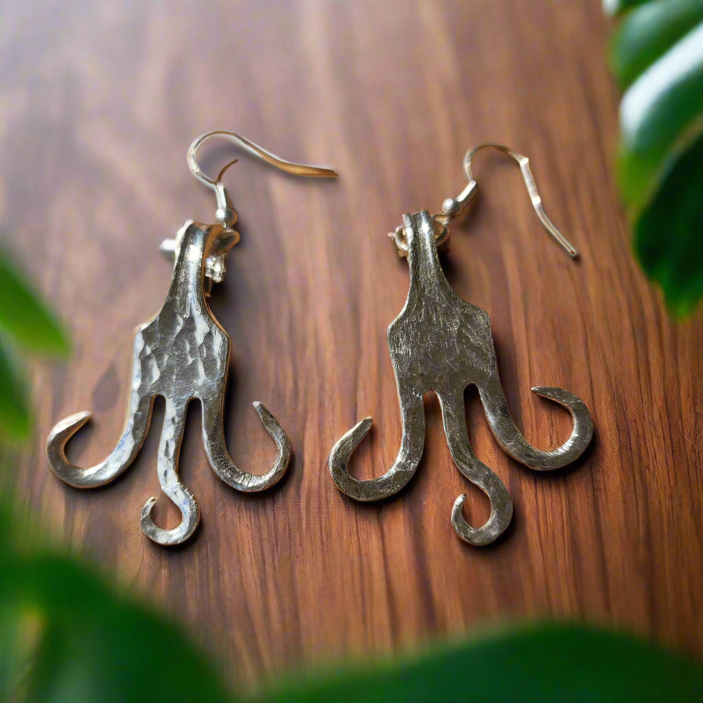 Vintage Sterling Silver Flatware Desert Fork Earring - Handmade Jewelry