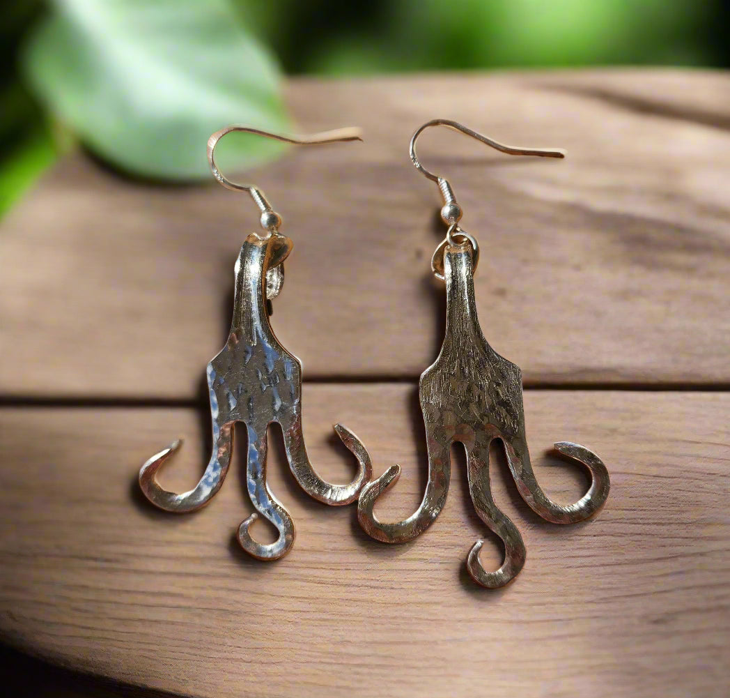 Vintage Sterling Silver Flatware Desert Fork Earring - Handmade Jewelry