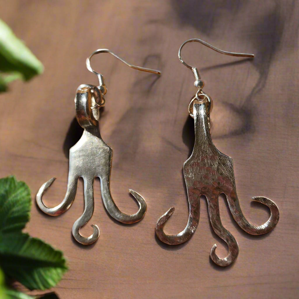 Vintage Sterling Silver Flatware Desert Fork Earring - Handmade Jewelry