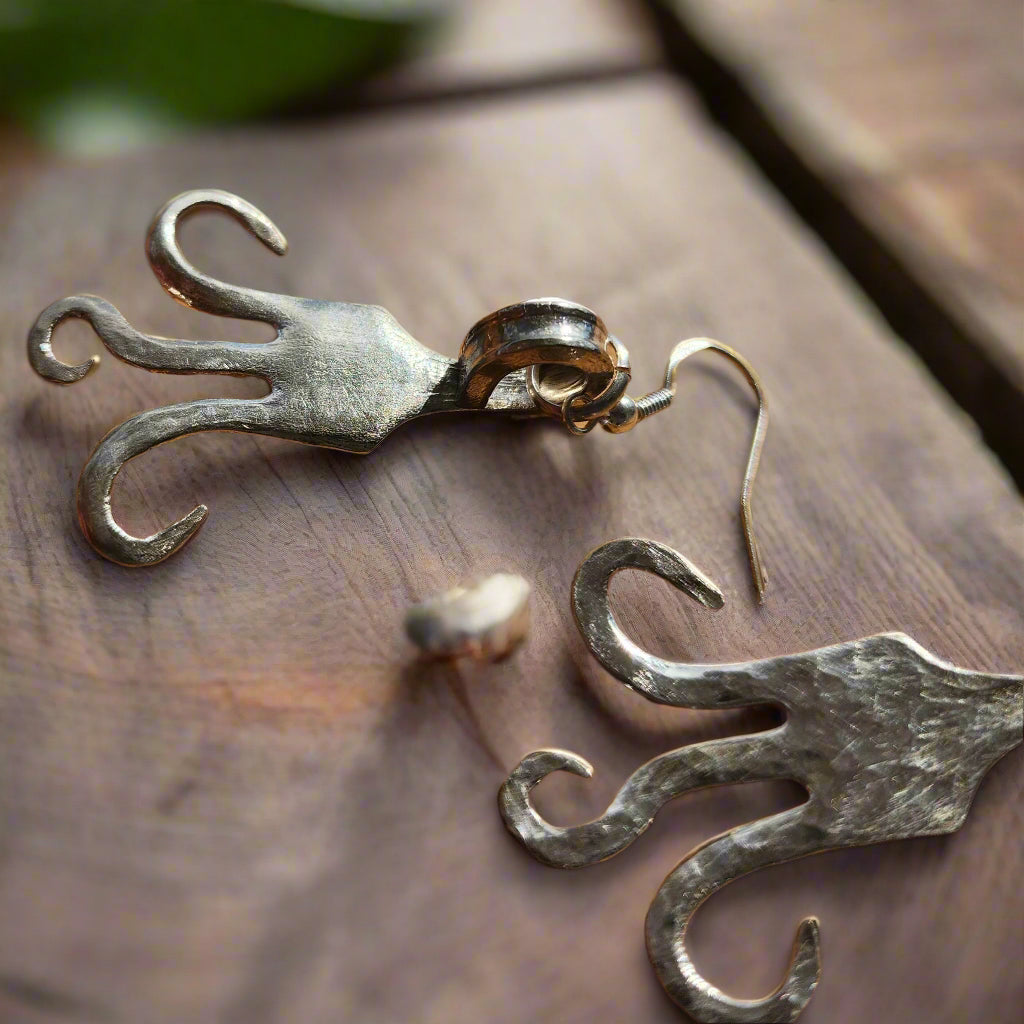 Vintage Sterling Silver Flatware Desert Fork Earring - Handmade Jewelry