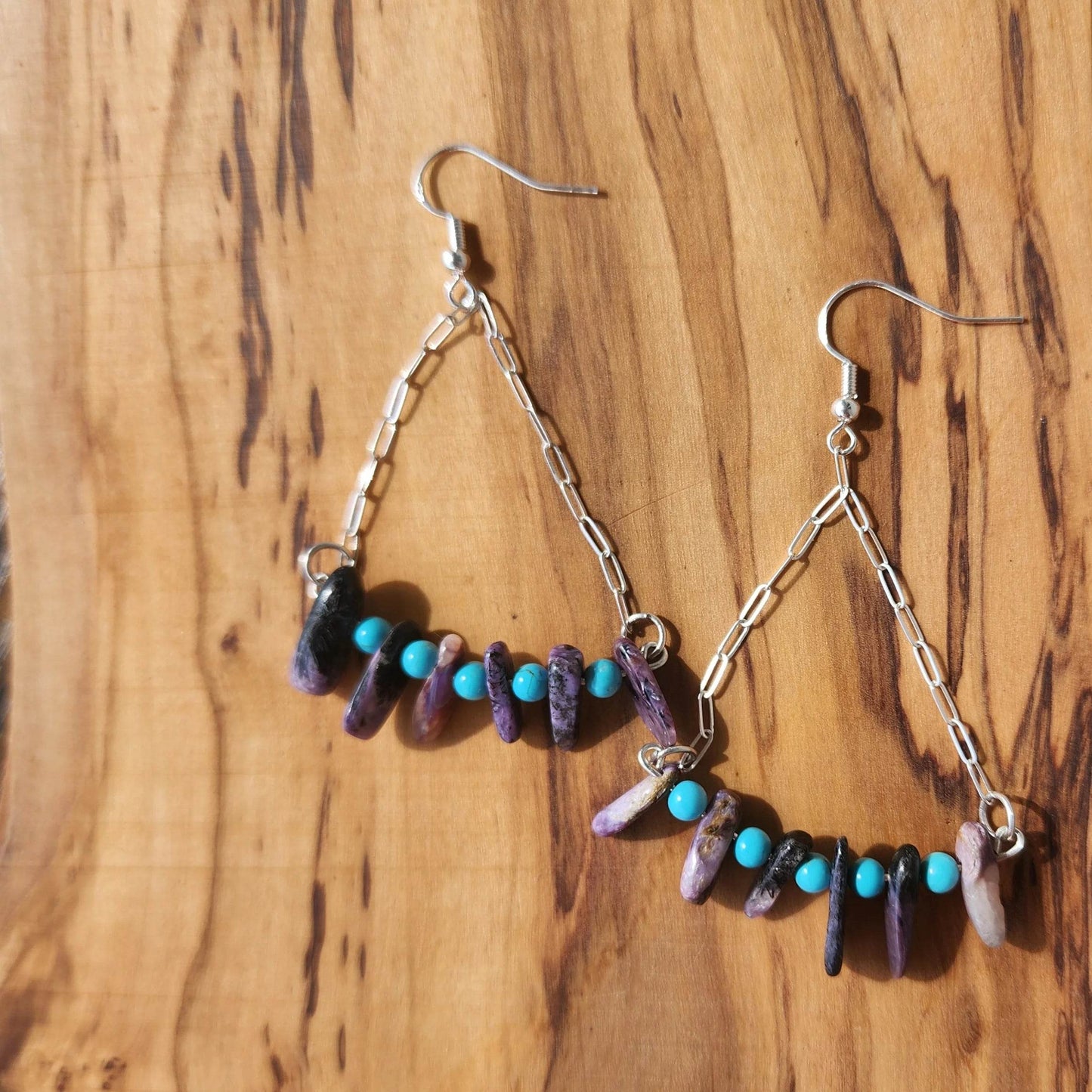 Boho Style Charoite Stick Beads - Turquoise Howlite  - Handmade Jewelry
