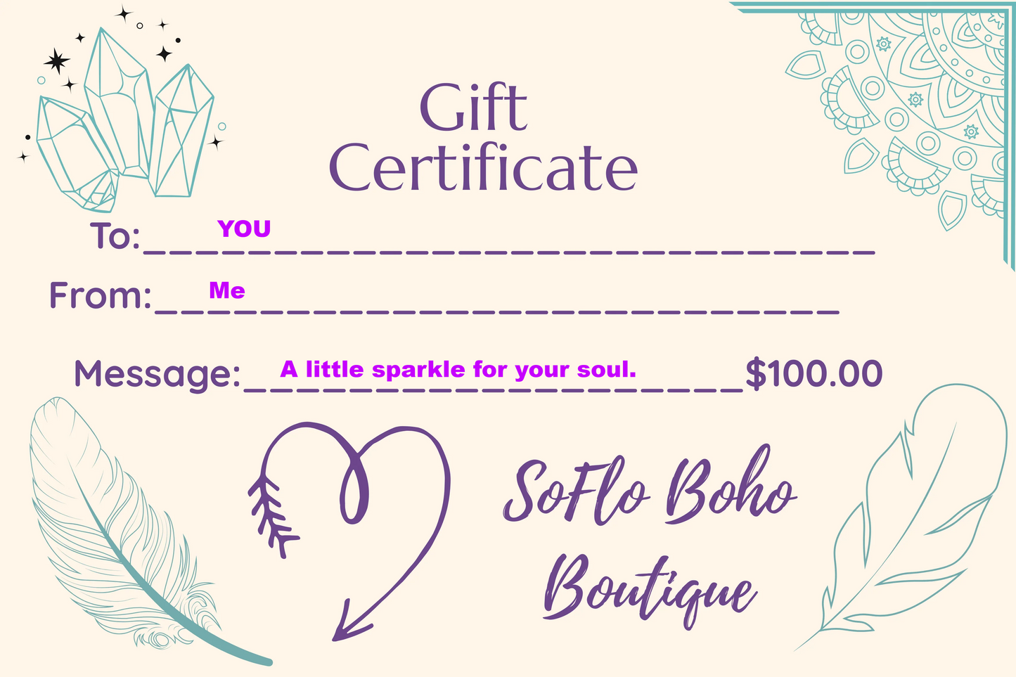 SoFlo Boho Boutique Gift Card