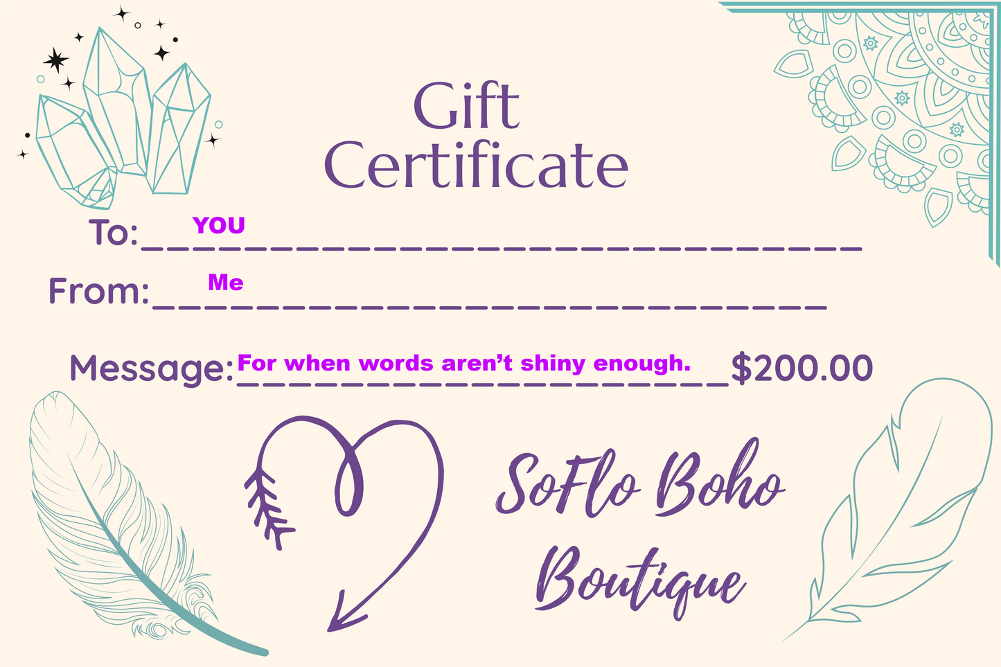 SoFlo Boho Boutique Gift Card