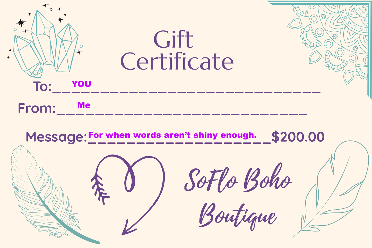 SoFlo Boho Boutique Gift Card