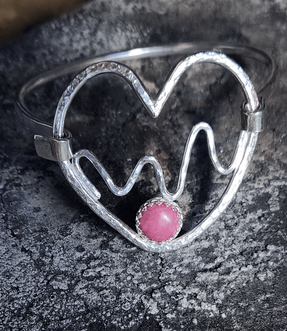 Handmade Sterling Silver .925 Hammered Texture Heart Bracelet – Elegant and Sophisticated - SoFlo Boho Boutique