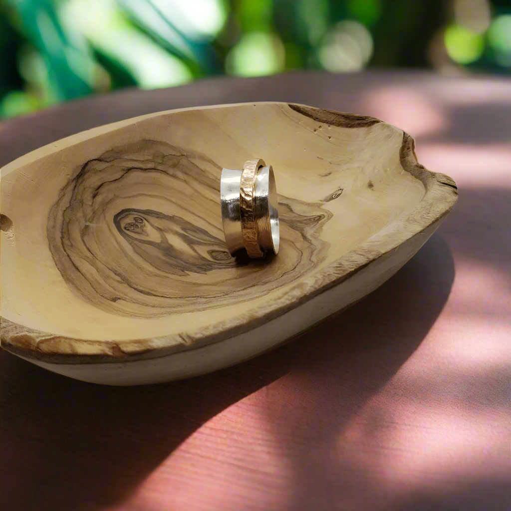 Sterling Silver Spinner Ring with Copper Spinner
