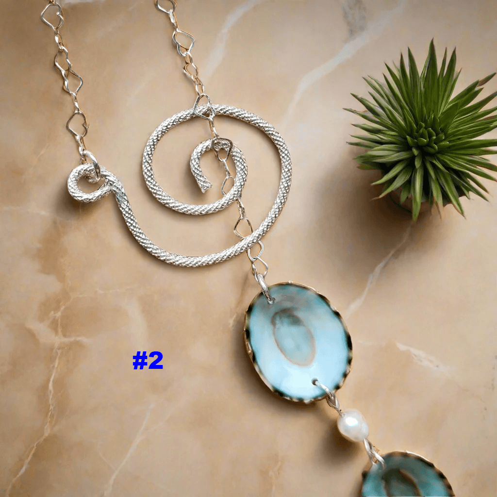 🌊Ocean Drift Sterling Silver Lariat - Limpet Shell & Pearl Accent