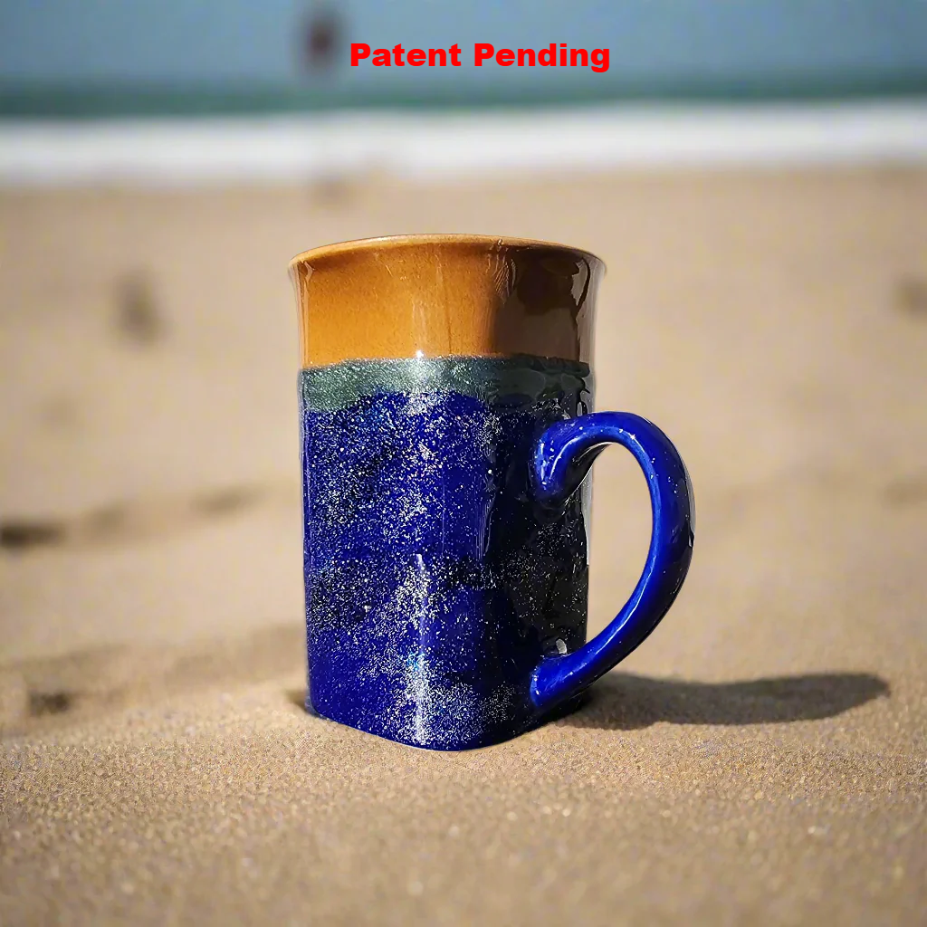 Ocean Sunset Coffee Mug with Real Seashell, Handmade in Florida