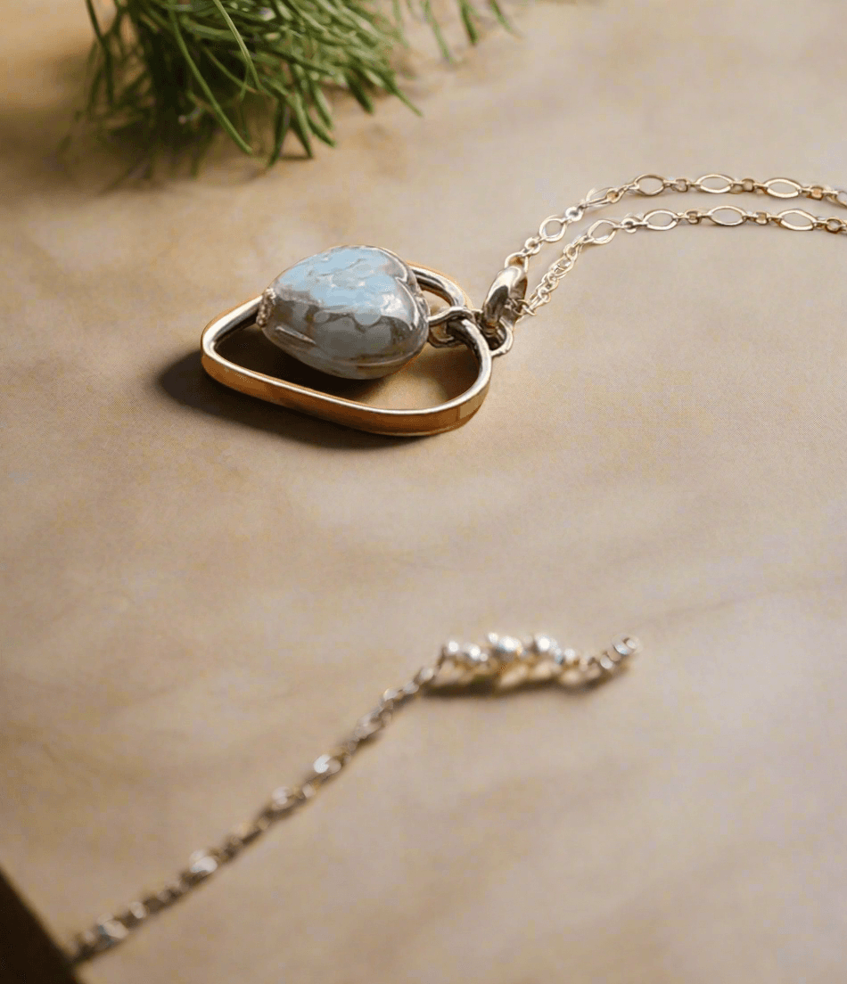 Handcrafted Sterling Silver Heart Pendant Necklace – Lampwork Ceramic Heart Trinket, Sleek Style