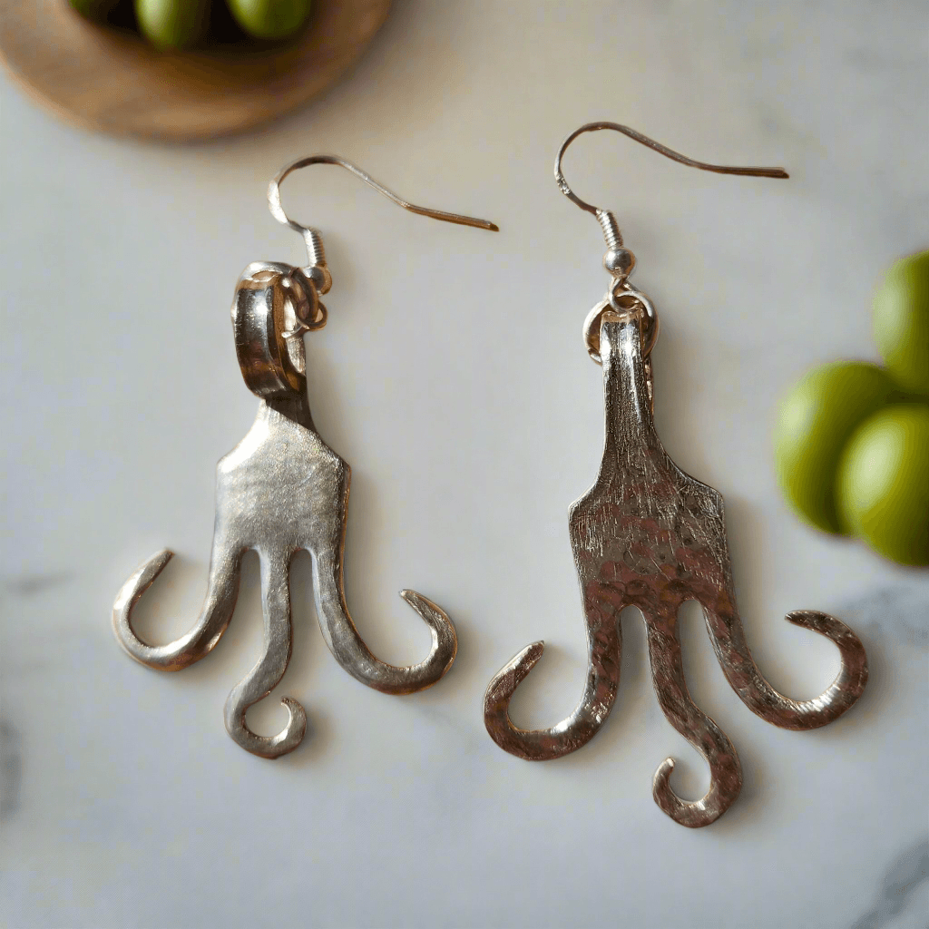 Handmade Vintage Dessert Fork Earrings | Repurposed Flatware Jewelry | Sustainable & Unique