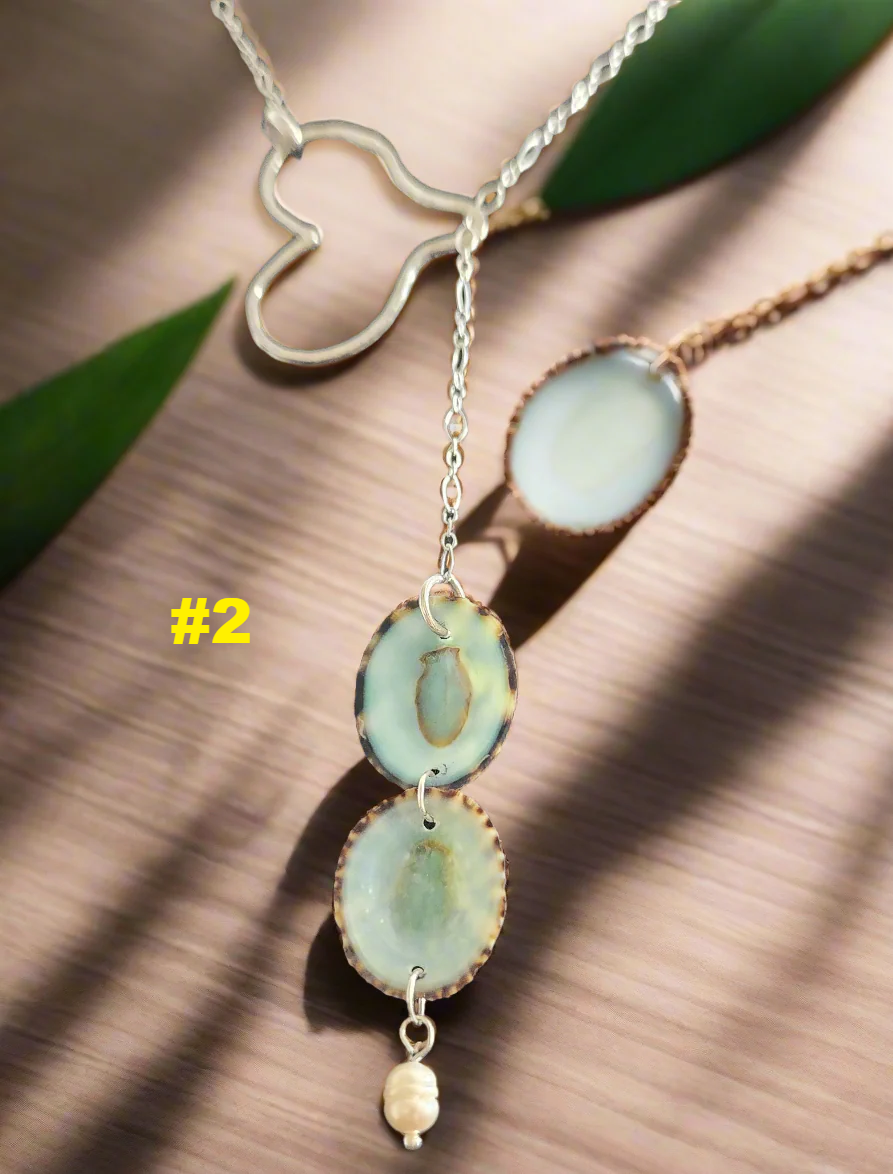 🌊Ocean Drift Sterling Silver Lariat - Limpet Shell & Pearl Accent