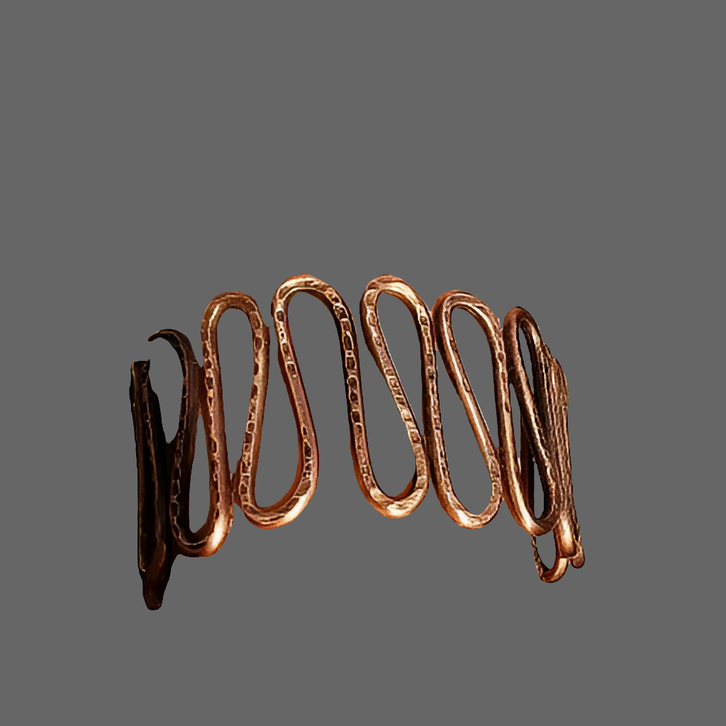 Copper Handmade Boho Bracelet Cuff - Snake Style