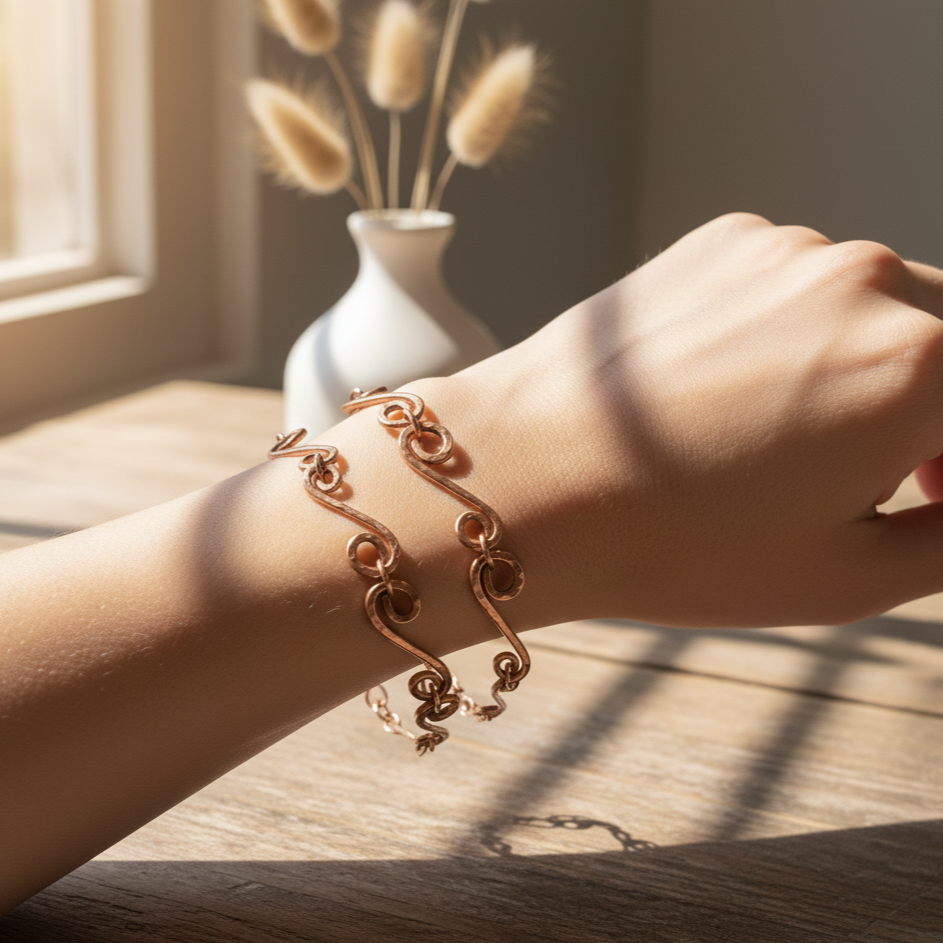 Copper Swirl Bracelt, handmade