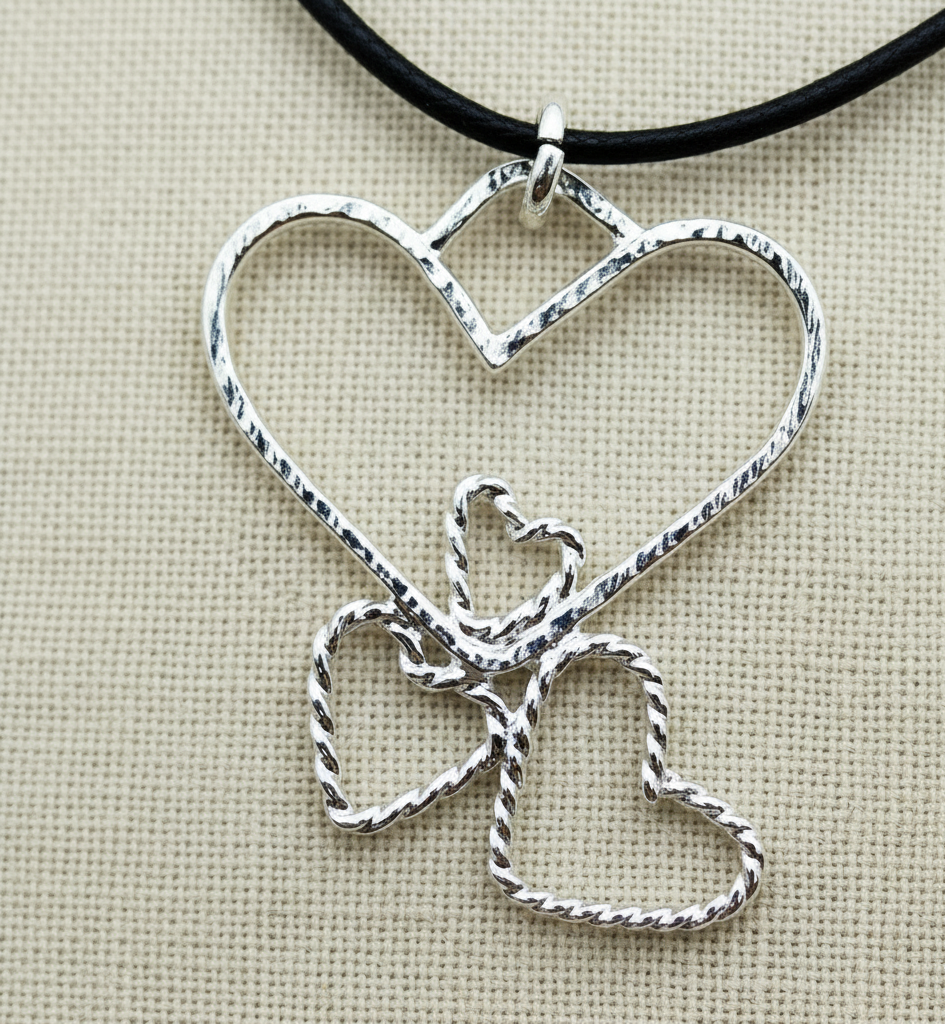 Sterling Silver Quadruple Heart Hammered and Twisted Combo- Interchangeable Chain