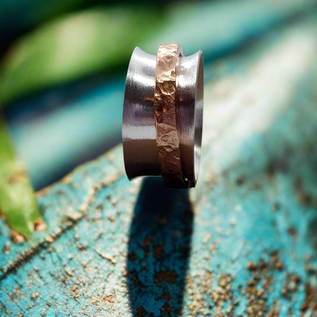 Sterling Silver Spinner Ring with Copper Spinner - South Florida Boho Boutique