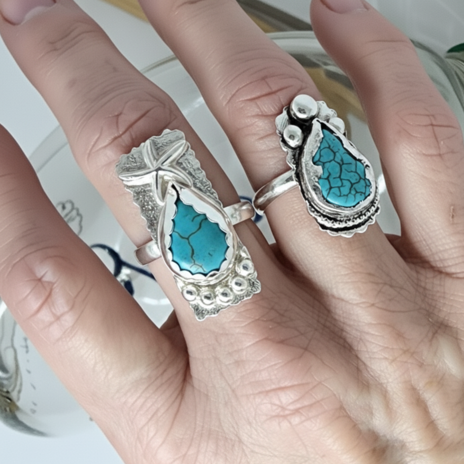 Adjustable Sterling Silver - Howlite Ring