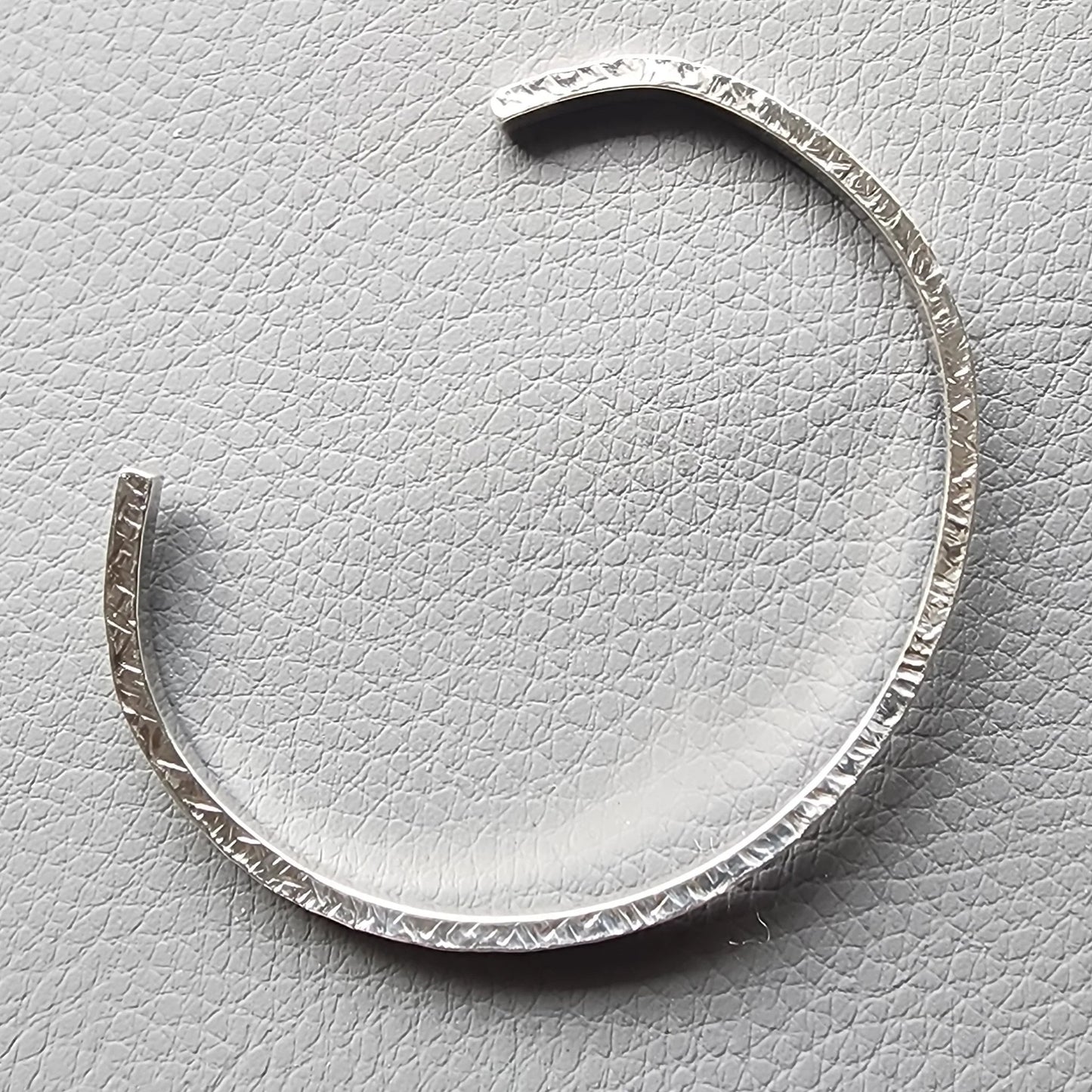 Sterling Silver Cuff Bracelet Hammered Texture Rectangular -