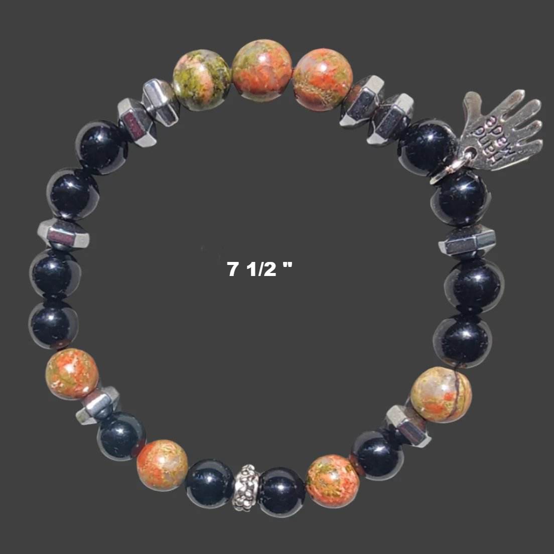 Unakite & Black Onyx Men’s Bracelet – Grounding & Balance | Handmade Boho Crystal Jewelry