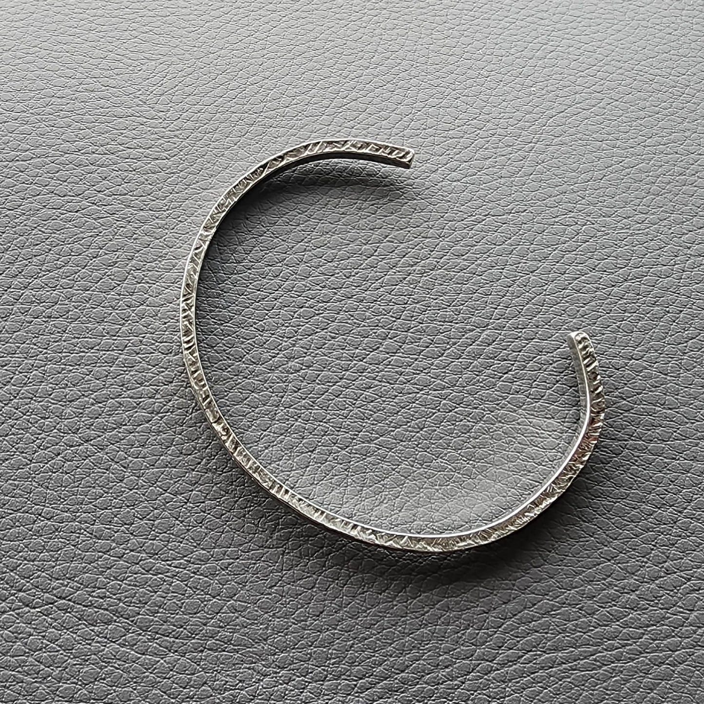 Sterling Silver Cuff Bracelet Hammered Texture Rectangular