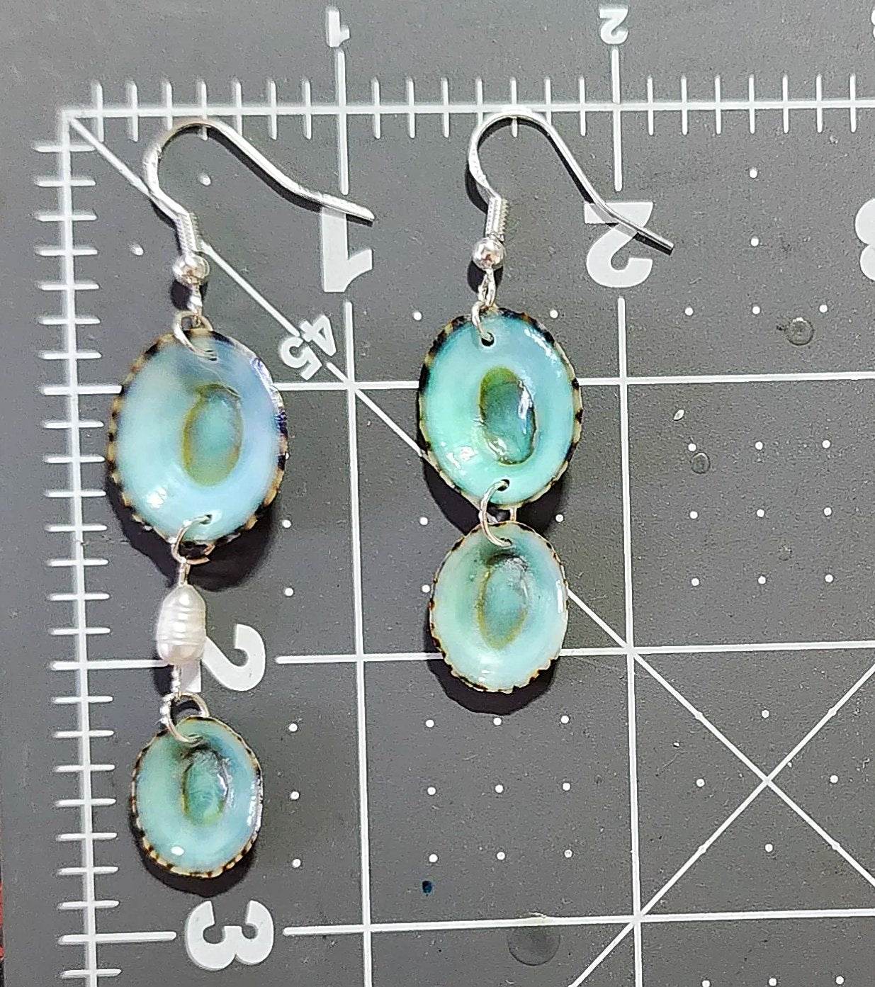 Handmade Green Limpet Shell Earrings in Sterling Silver โ Coastal-Inspired Jewelry
