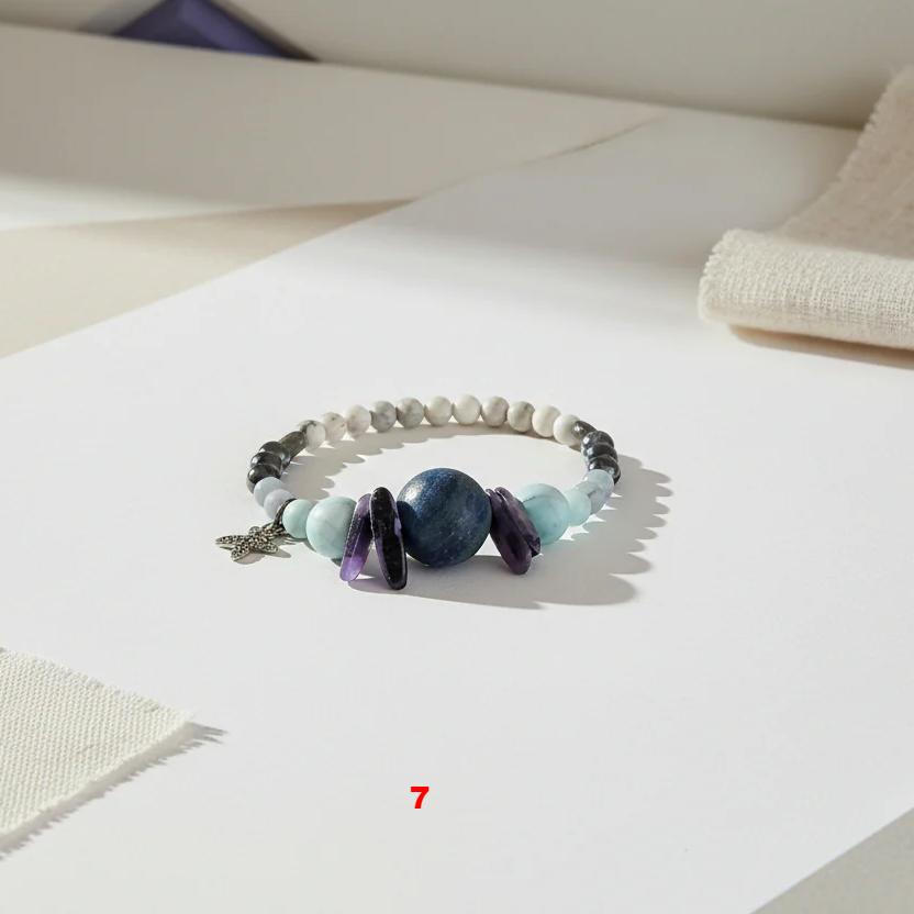 Handmade Gemstone Bracelet β Azurite, Charoite & Hemimorphite for Self-Awareness & Soothing Energy