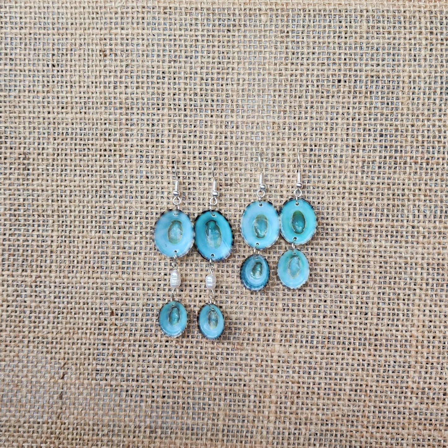Handmade Green Limpet Shell Earrings in Sterling Silver – Coastal-Inspired Jewelry