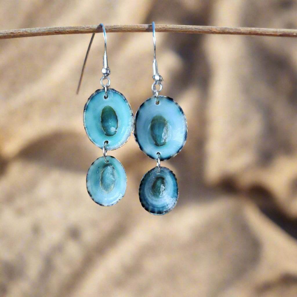 Handmade Green Limpet Shell Earrings in Sterling Silver โ Coastal-Inspired Jewelry