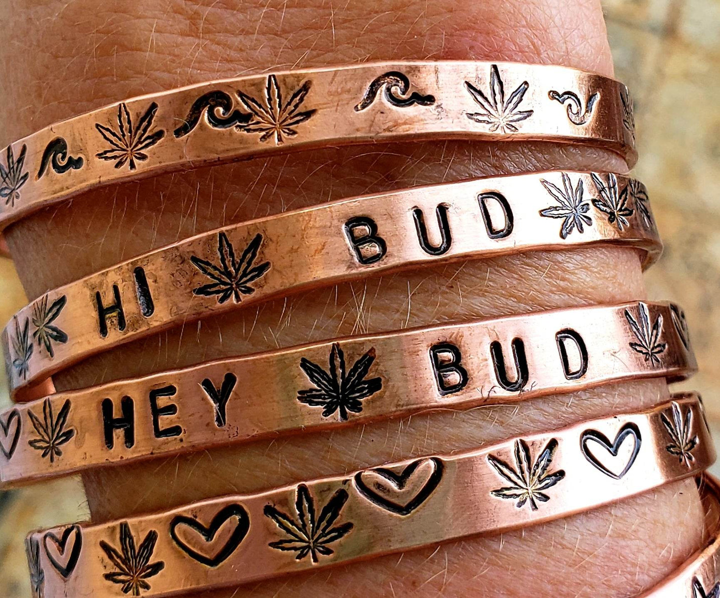 Bracelet Cuff Copper Smooth Surface CBD Stamped - South Florida Boho Boutique