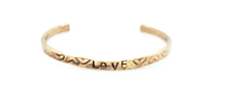 Copper Bracelet Cuff Hammered And Stamped Words and Symbols - South Florida Boho Boutique