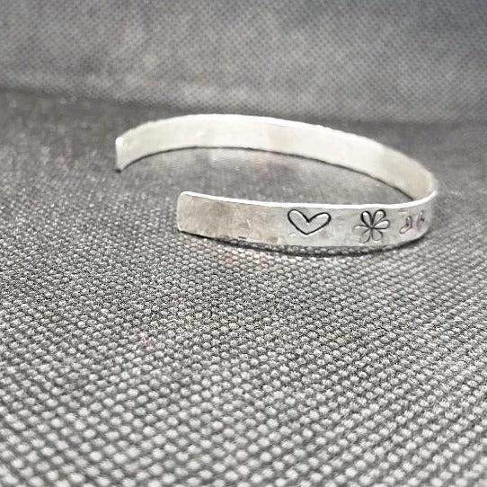 Sterling Silver Stamped Bracelet Cuff Hammered Design - South Florida Boho Boutique