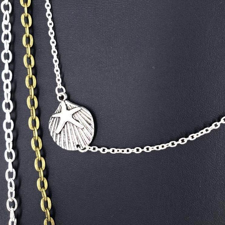 Three Layer Silver-Vintage Necklace With Charms - South Florida Boho Boutique