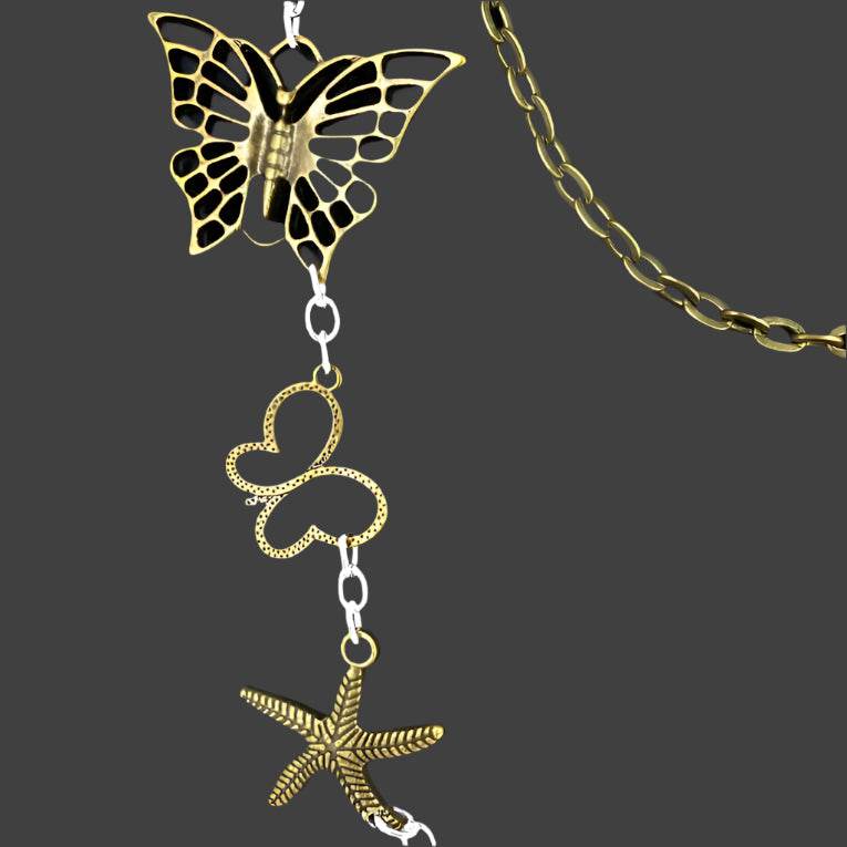 Three Layer Silver-Vintage Necklace With Charms - South Florida Boho Boutique