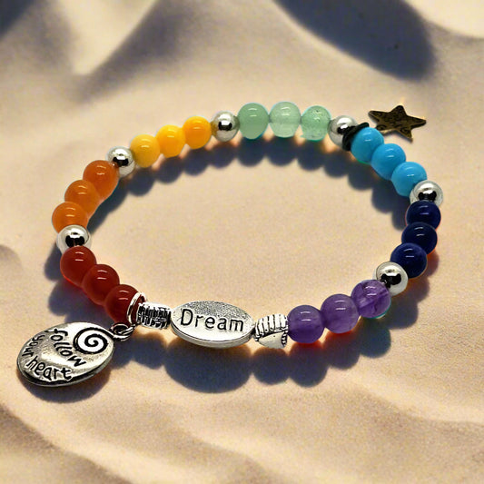 Handmade Beaded Chakra Gemstone Stretchband - Dream Charm - South Florida Boho Boutique