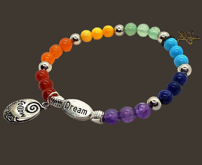 Handmade Beaded Chakra Gemstone Stretchband - Dream Charm - South Florida Boho Boutique