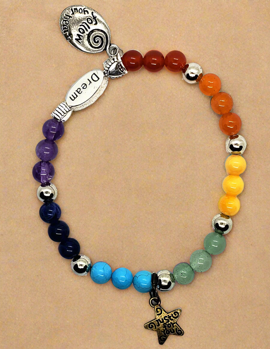 Handmade Beaded Chakra Gemstone Stretchband - Dream Charm - South Florida Boho Boutique