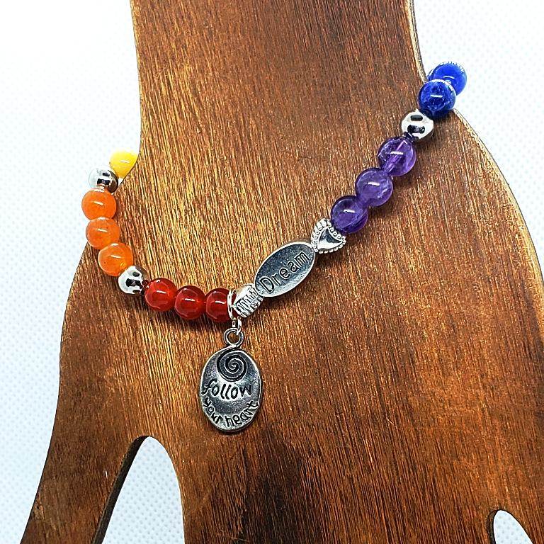Handmade Beaded Chakra Gemstone Stretchband - Dream Charm - South Florida Boho Boutique