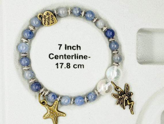 Blue Aventurine Stretchband With Angel Aura Quartz And Fairy-Starfish Charm - South Florida Boho Boutique