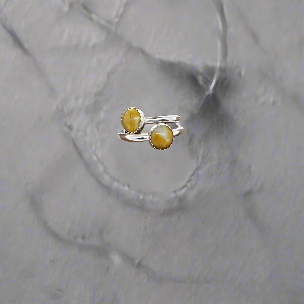 Sterling Silver Smooth Round With Crazy Lace Agate Cabochon - South Florida Boho Boutique