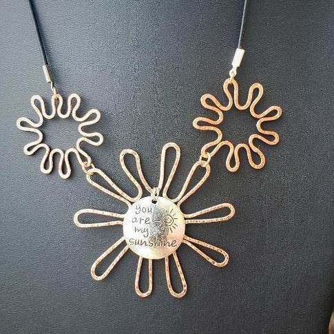 Copper Sun-Flower Pendant Necklace - South Florida Boho Boutique