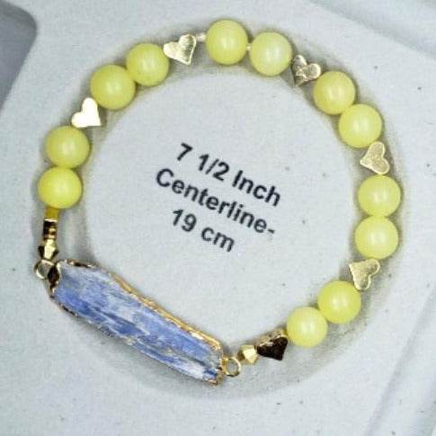 Raw Blue Kyanite With Yellow Peridot Beads Stretchband - South Florida Boho Boutique