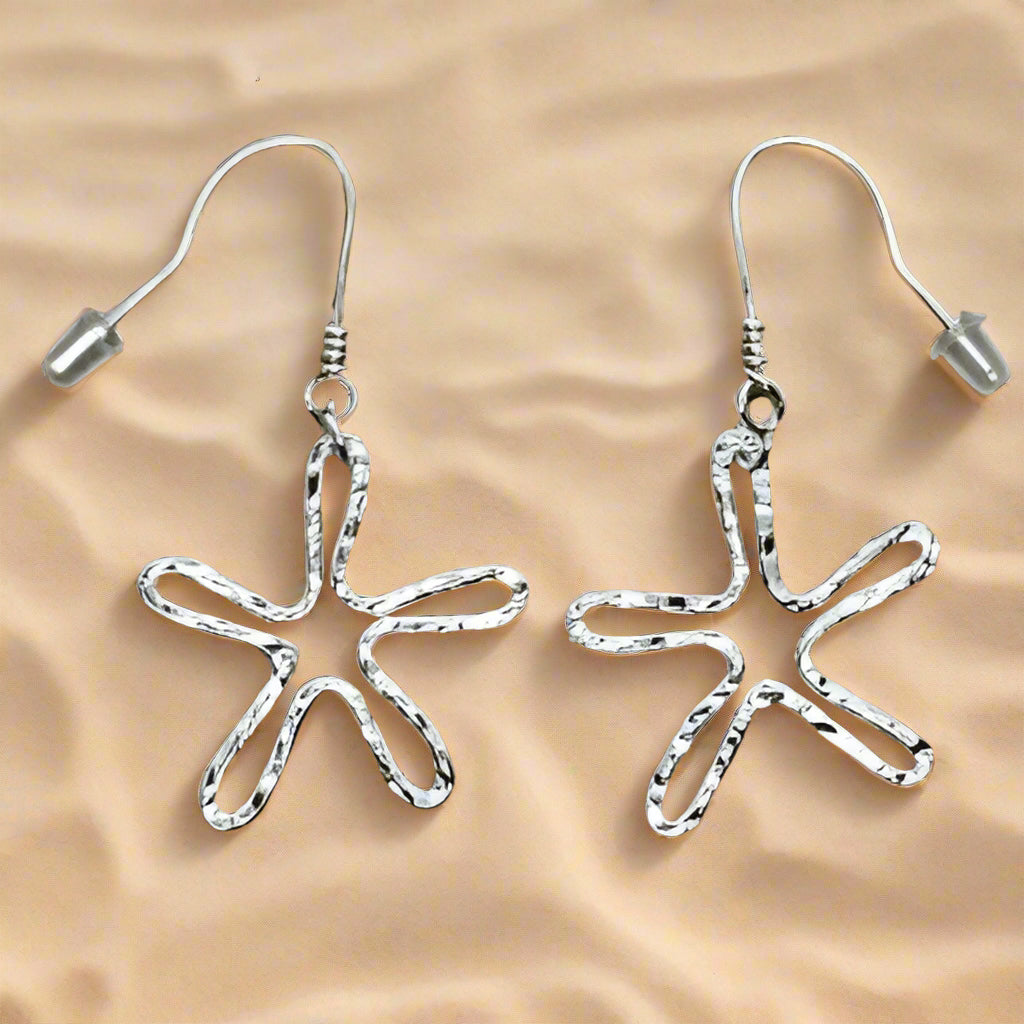 Star Earrings Hammered Style - Sterling Silver - South Florida Boho Boutique
