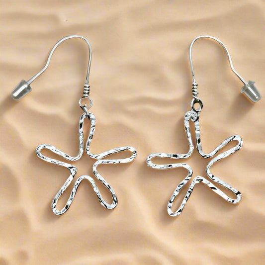 Star Earrings Hammered Style - Sterling Silver - South Florida Boho Boutique