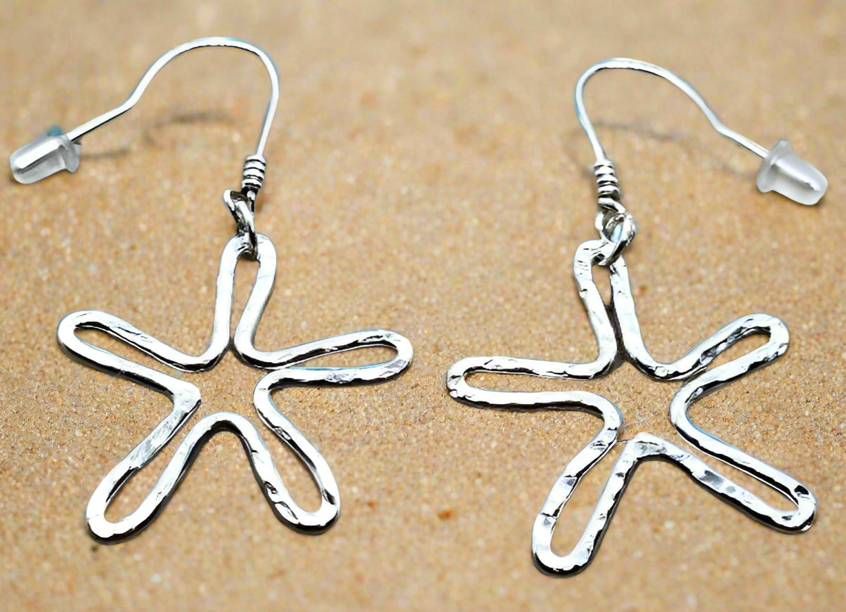 Star Earrings Hammered Style - Sterling Silver - South Florida Boho Boutique